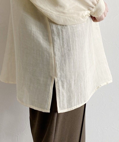 mysty woman（ミスティウーマン）の「シャイニー2WAYチュニックブラウス 219398（シャツ/ブラウス・レディース・アイボリー/チャコール/ダークオレンジ・FREE）」の9枚目の写真