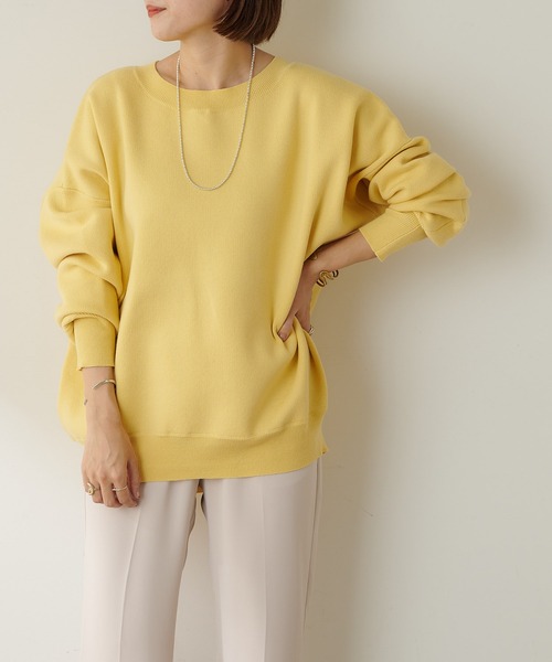 SHENERY(シーナリー)の「バックVスウェットライクニット(ニット/セーター・レディース・グレー系その他/オフホワイト/イエロー/グリーン/ピンク・FREE)」の9枚目の写真