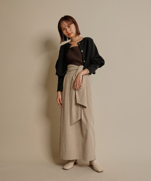 mline（エムライン）の「［mline］WEB限定 ピーチタックベルト付スカート（スカート・レディース・ブラック/ベージュ/アイボリー・1/2）」の20枚目の写真