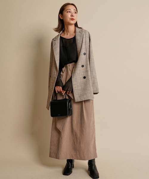 mline（エムライン）の「［mline］WEB限定 ピーチタックベルト付スカート（スカート・レディース・ブラック/ベージュ/アイボリー・1/2）」の10枚目の写真