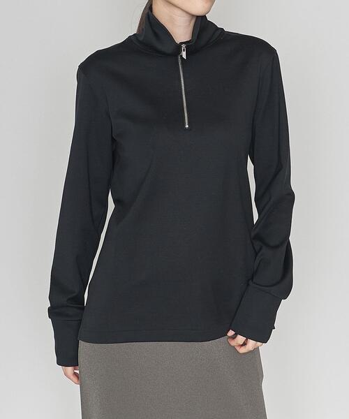 ASTRAET（アストラット）の「＜ASTRAET（アストラット）＞コットン ジップ ハイネックプルオバー（Tシャツ/カットソー・レディース・ホワイト/ブラック・FREE）」の9枚目の写真