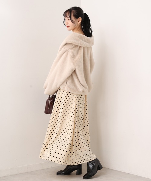 one after another NICE CLAUP(ワンアフターアナザーナイスクラップ)の「バックリボンロングワンピース(ワンピース・レディース・ブラック/ベージュ/ストライプ/ドット・FREE)」の9枚目の写真