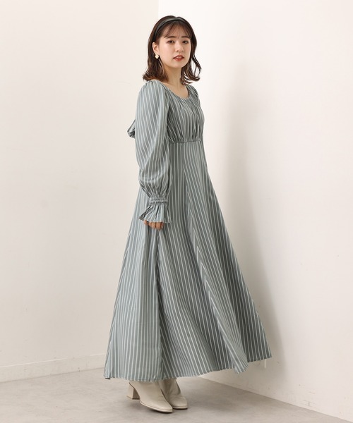 one after another NICE CLAUP(ワンアフターアナザーナイスクラップ)の「バックリボンロングワンピース(ワンピース・レディース・ブラック/ベージュ/ストライプ/ドット・FREE)」の20枚目の写真