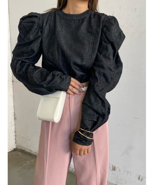 MOUSSY（マウジー）の「GATHER DENIM ブラウス（シャツ/ブラウス