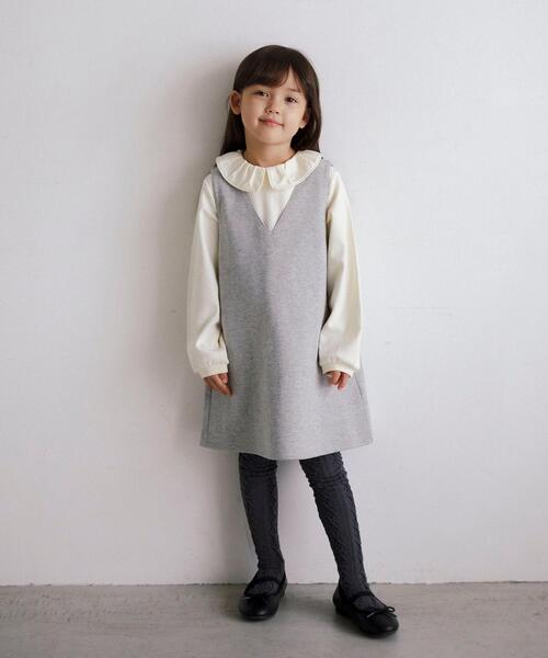 green label relaxing(グリーンレーベルリラクシング)の「GLR ケーブル編み タイツ 100cm-140cm(タイツ/ストッキング・キッズ・オフホワイト/ダークグレー・S(100-110cm)/M(110-130cm)/L(120-140cm))」の7枚目の写真