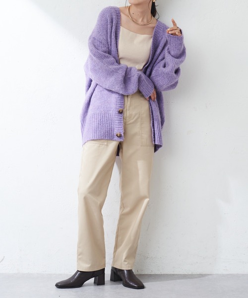 DISCOAT（ディスコート）の「起毛ビッグカーディガン（カーディガン/ボレロ・レディース・グレー/ブラウン/ライトベージュ/グリーン/サックスブルー/パープル/イエロー・FREE）」の17枚目の写真