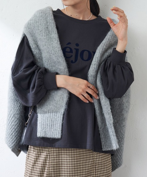 DISCOAT（ディスコート）の「起毛ビッグカーディガン（カーディガン/ボレロ・レディース・グレー/ブラウン/ライトベージュ/グリーン/サックスブルー/パープル/イエロー・FREE）」の15枚目の写真