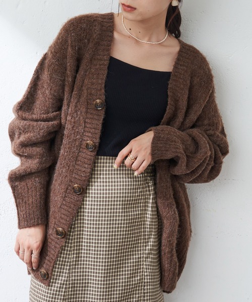 DISCOAT（ディスコート）の「起毛ビッグカーディガン（カーディガン/ボレロ・レディース・グレー/ブラウン/ライトベージュ/グリーン/サックスブルー/パープル/イエロー・FREE）」の11枚目の写真