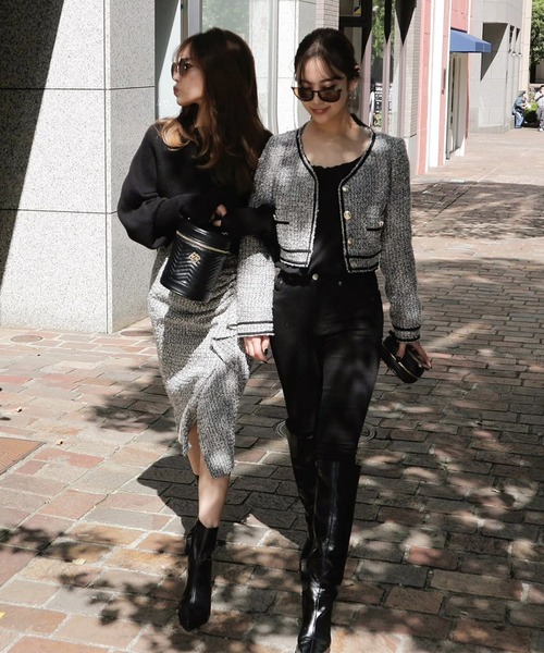 ROYAL PARTY(ロイヤルパーティー)の「コンパクトツィードジャケット(ノーカラージャケット・レディース・レッド/ブラック/オフホワイト・FREE)」の8枚目の写真