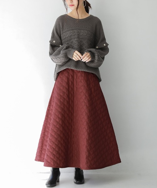 osharewalker（オシャレウォーカー）の「【廃盤】『袖丈2wayケーブルニット』（ニット/セーター・レディース・パープル/アイボリー/チャコール・FREE）」の15枚目の写真