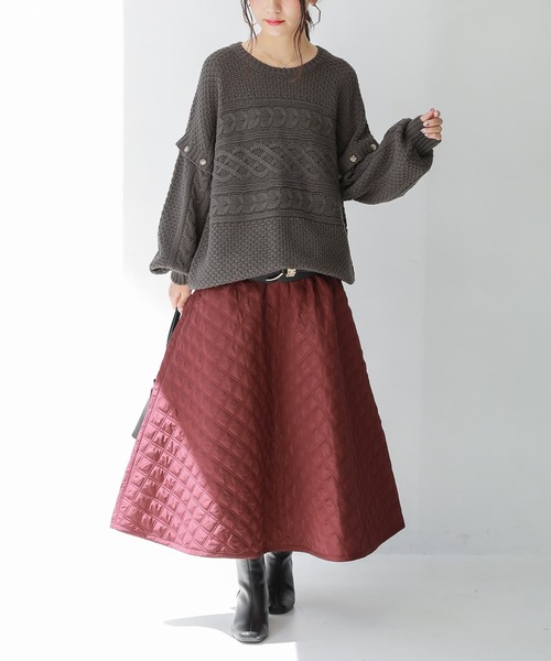 osharewalker（オシャレウォーカー）の「【廃盤】『袖丈2wayケーブルニット』（ニット/セーター・レディース・パープル/アイボリー/チャコール・FREE）」の16枚目の写真