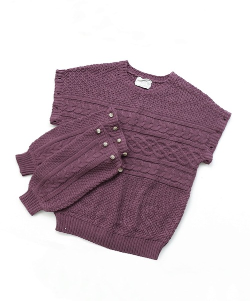 osharewalker（オシャレウォーカー）の「【廃盤】『袖丈2wayケーブルニット』（ニット/セーター・レディース・パープル/アイボリー/チャコール・FREE）」の21枚目の写真