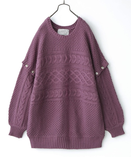 osharewalker（オシャレウォーカー）の「【廃盤】『袖丈2wayケーブルニット』（ニット/セーター・レディース・パープル/アイボリー/チャコール・FREE）」の22枚目の写真