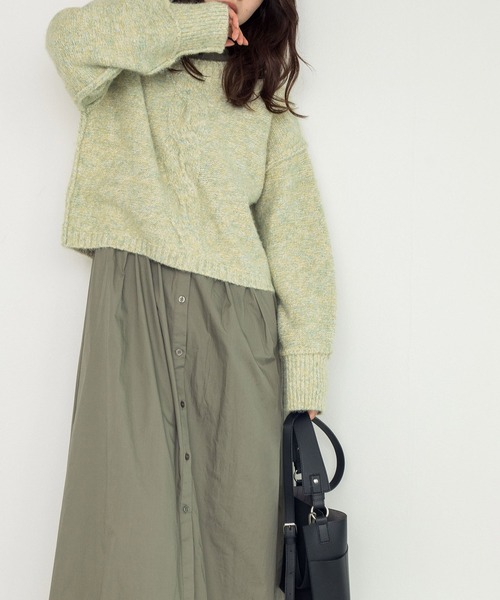 w closet(ダブルクローゼット)の「ウエストタック前開きシャツワンピース(シャツワンピース・レディース・オフホワイト/カーキ/ダークブラウン系1・FREE)」の17枚目の写真