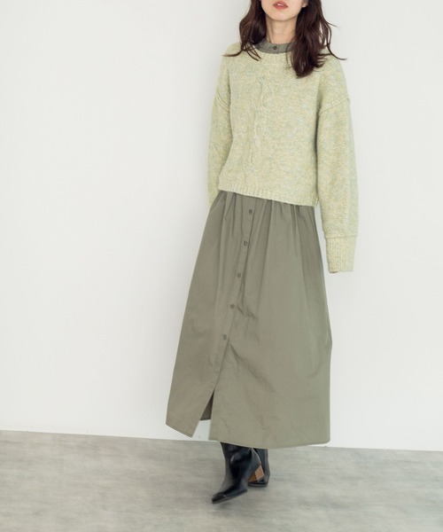 w closet(ダブルクローゼット)の「ウエストタック前開きシャツワンピース(シャツワンピース・レディース・オフホワイト/カーキ/ダークブラウン系1・FREE)」の19枚目の写真