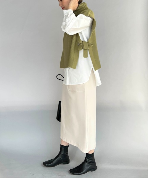 PICCIN（ピッチン）の「フロントポケットタイトスカート（スカート・レディース・ネイビー/オレンジ/グレイッシュベージュ・M）」の4枚目の写真