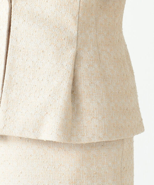 Demi-Luxe BEAMS（デミルクス ビームス）の「Demi-Luxe BEAMS / ストレッチ ツイード ジャケット 22FO（ノーカラージャケット・レディース・ベージュ/ネイビー・38/36/34/40）」の8枚目の写真