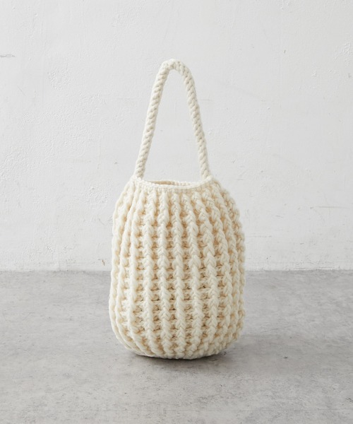 PUAL CE CIN（ピュアルセシン）の「ＫＮＩＴ　ＰＯＴ　ＢＡＧ（ショルダーバッグ・レディース・アイボリー/ブラック・FREE）」の12枚目の写真