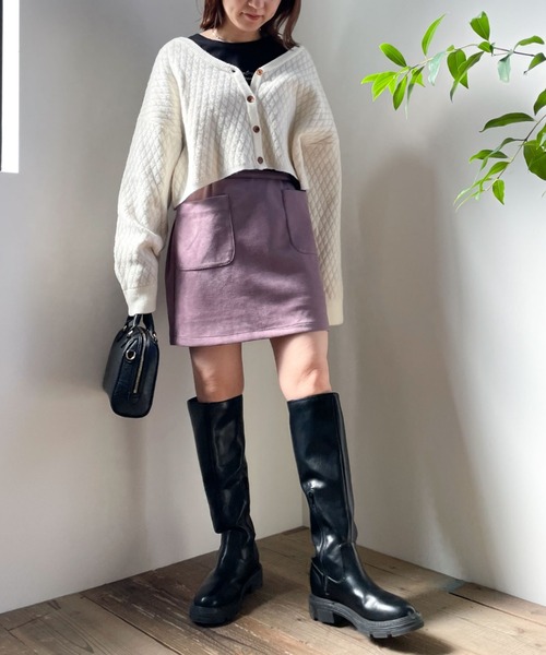 archives（アルシーヴ）の「Ｖネックショート丈カーディガン（ニット/セーター・レディース・オフホワイト/ブラウン/オリーブ/オレンジ・MEDIUM）」の12枚目の写真