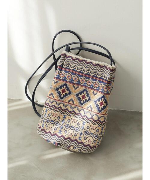 Green　Parks（グリーンパークス）の「・ボアMIXロングハンドルポーチ＊（トートバッグ・レディース・ブラック/ピンク/イエロー/ブルー・FREE）」の3枚目の写真