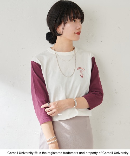 GOOD ROCK SPEED（グッドロックスピード）の「COLLEGE BASEBALL TEE（Tシャツ/カットソー・レディース・ブラック/ネイビー/グリーン/ボルドー・FREE）」の16枚目の写真