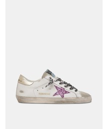 GOLDEN GOOSE | GOLDEN GOOSE Super-Star sneakers white leather-pink glitter star-champagne gold heel tab(スニーカー)
