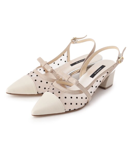 En Punto(エンプント)の「シースルーミニリボンパンプス(パンプス・レディース・アイボリー/ブラック系2/チョコ・S/M/L/LL)」の2枚目の写真