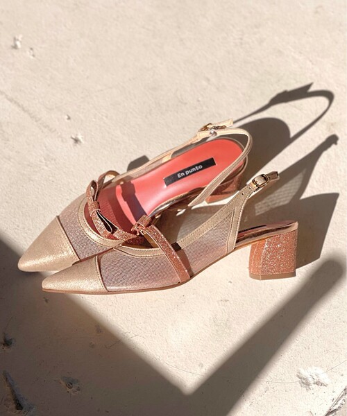 En Punto(エンプント)の「シースルーミニリボンパンプス(パンプス・レディース・アイボリー/ブラック系2/チョコ・S/M/L/LL)」の4枚目の写真