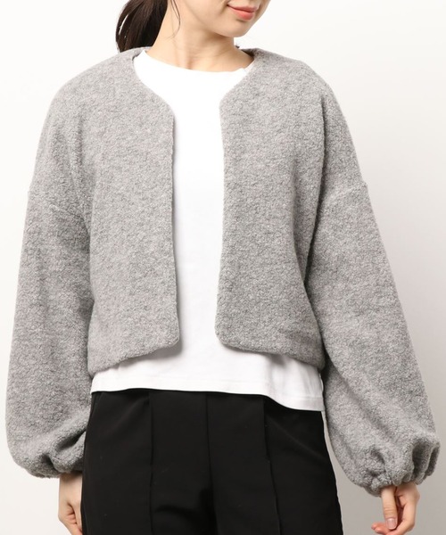kaene（カエン）の「ショートボアカーディガン【daily collection】（カーディガン/ボレロ・レディース・オフホワイト/ブラウン/グレー・FREE）」の3枚目の写真