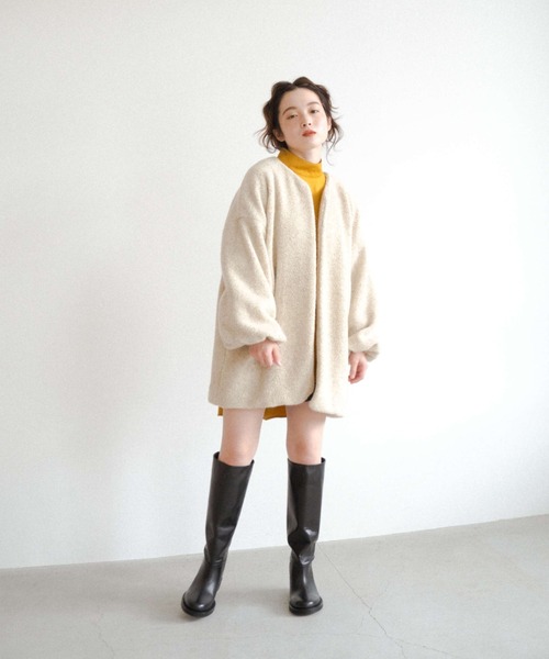 kaene（カエン）の「ショートボアカーディガン【daily collection】（カーディガン/ボレロ・レディース・オフホワイト/ブラウン/グレー・FREE）」の10枚目の写真