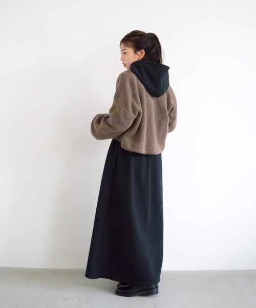 kaene（カエン）の「ショートボアカーディガン【daily collection】（カーディガン/ボレロ・レディース・オフホワイト/ブラウン/グレー・FREE）」の17枚目の写真