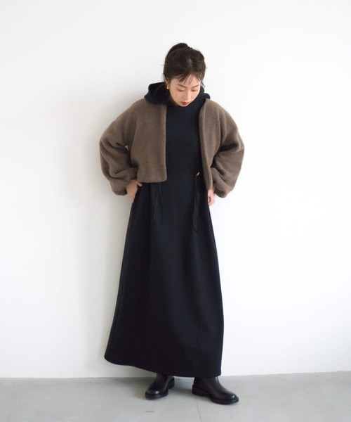 kaene（カエン）の「ショートボアカーディガン【daily collection】（カーディガン/ボレロ・レディース・オフホワイト/ブラウン/グレー・FREE）」の14枚目の写真