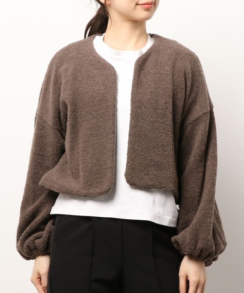 kaene（カエン）の「ショートボアカーディガン【daily collection】（カーディガン/ボレロ・レディース・オフホワイト/ブラウン/グレー・FREE）」の18枚目の写真