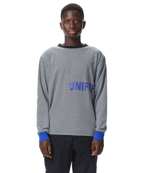 uniform experiment（ユニフォームエクスペリメント）の「L/S TRIM COLOR BORDER TEE（Tシャツ/カットソー・メンズ・ブラック/ネイビー/グレー・1/2/3/4）」の4枚目の写真