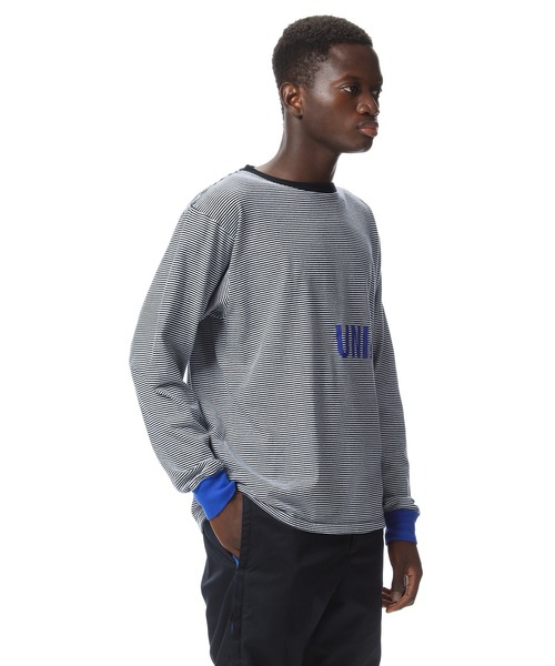 uniform experiment（ユニフォームエクスペリメント）の「L/S TRIM COLOR BORDER TEE（Tシャツ/カットソー・メンズ・ブラック/ネイビー/グレー・1/2/3/4）」の5枚目の写真