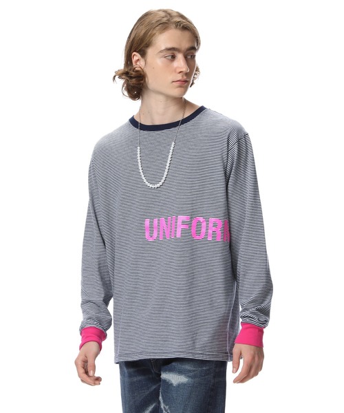 uniform experiment（ユニフォームエクスペリメント）の「L/S TRIM COLOR BORDER TEE（Tシャツ/カットソー・メンズ・ブラック/ネイビー/グレー・1/2/3/4）」の17枚目の写真