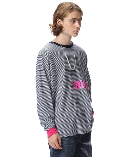 uniform experiment（ユニフォームエクスペリメント）の「L/S TRIM COLOR BORDER TEE（Tシャツ/カットソー・メンズ・ブラック/ネイビー/グレー・1/2/3/4）」の16枚目の写真