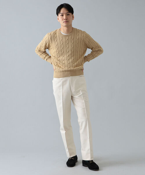 BEAMS F（ビームスエフ）の「RAffa MOLINA × BEAMS F / 別注 ケーブル クルーネックニット（ニット/セーター・メンズ・ベージュ/ブルー系その他3/オレンジ系その他7・MEDIUM/LARGE）」の4枚目の写真