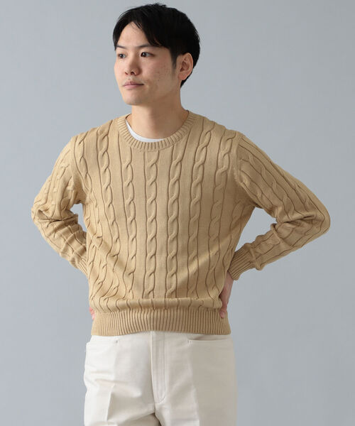 BEAMS F（ビームスエフ）の「RAffa MOLINA × BEAMS F / 別注 ケーブル クルーネックニット（ニット/セーター・メンズ・ベージュ/ブルー系その他3/オレンジ系その他7・MEDIUM/LARGE）」の6枚目の写真