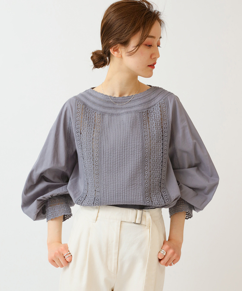 IENA（イエナ）の「コットンボイル レースブラウス◆（シャツ/ブラウス・レディース・ブラック/グレー/ホワイト・FREE）」の3枚目の写真