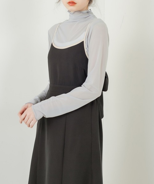 OLIVE des OLIVE（オリーブデオリーブ）の「【WEB限定】配色バックリボンジャンスカ（ジャンパースカート・レディース・ブラック/アイボリー/ミント・FREE）」の4枚目の写真