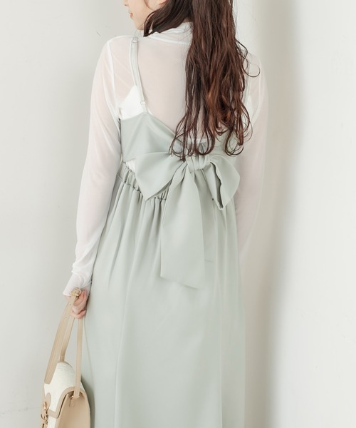 OLIVE des OLIVE（オリーブデオリーブ）の「【WEB限定】配色バックリボンジャンスカ（ジャンパースカート・レディース・ブラック/アイボリー/ミント・FREE）」の14枚目の写真