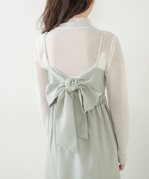 OLIVE des OLIVE（オリーブデオリーブ）の「【WEB限定】配色バックリボンジャンスカ（ジャンパースカート・レディース・ブラック/アイボリー/ミント・FREE）」の8枚目の写真