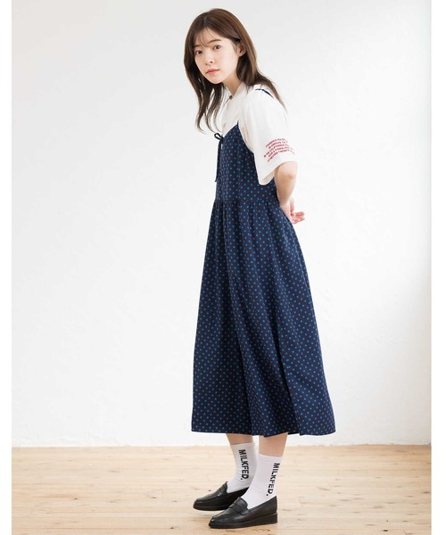 MILKFED.（ミルクフェド）の「POLKA DOT CAMISOLE ALL IN ONE（つなぎ/オールインワン・レディース・ホワイト/ネイビー・ONE SIZE）」の2枚目の写真