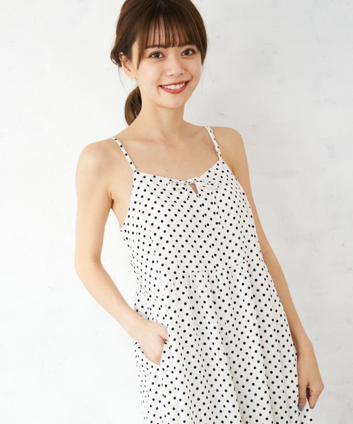 MILKFED.（ミルクフェド）の「POLKA DOT CAMISOLE ALL IN ONE（つなぎ/オールインワン・レディース・ホワイト/ネイビー・ONE SIZE）」の4枚目の写真