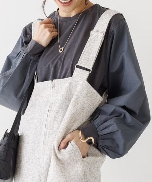 abahouse mavie（アバハウスマヴィ）の「袖ボリュームコンビプルオーバー（Tシャツ/カットソー・レディース・ホワイト/ブラック/チャコールグレー・フリー）」の3枚目の写真