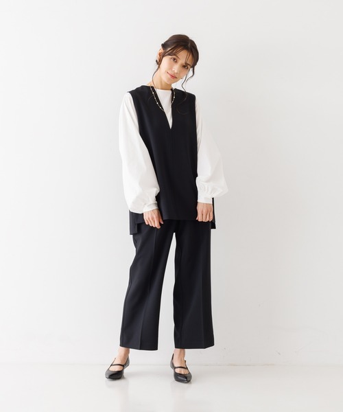 abahouse mavie（アバハウスマヴィ）の「袖ボリュームコンビプルオーバー（Tシャツ/カットソー・レディース・ホワイト/ブラック/チャコールグレー・フリー）」の19枚目の写真