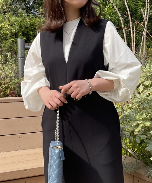 abahouse mavie（アバハウスマヴィ）の「袖ボリュームコンビプルオーバー（Tシャツ/カットソー・レディース・ホワイト/ブラック/チャコールグレー・フリー）」の22枚目の写真