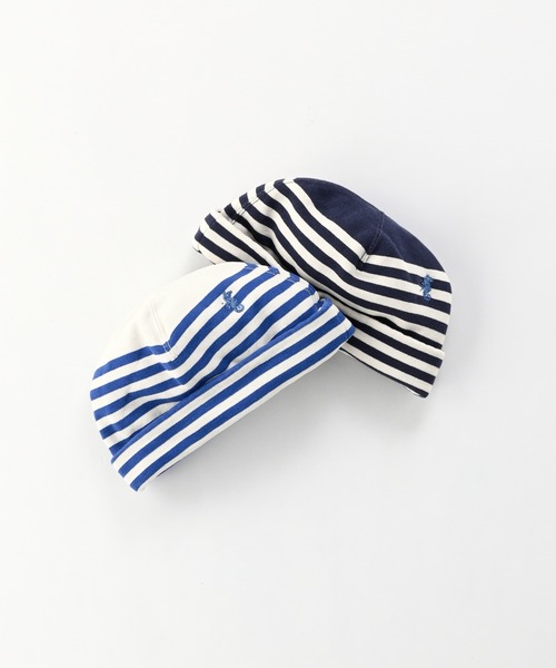 45R（フォーティファイブアール）の「裏毛のヨット帽（ニットキャップ/ビーニー・レディース・ネイビー/オフホワイト・SMALL/MEDIUM）」の3枚目の写真