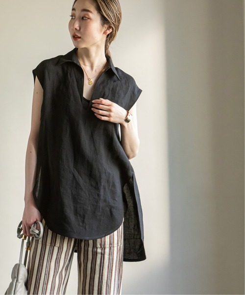 美品♪ノーブル　ドンゴロススキッパーシャツブラウス　リネン　スキッパー　ゆったり セール】ドンゴロススキッパーシャツブラウス（シャツ/ブラウス